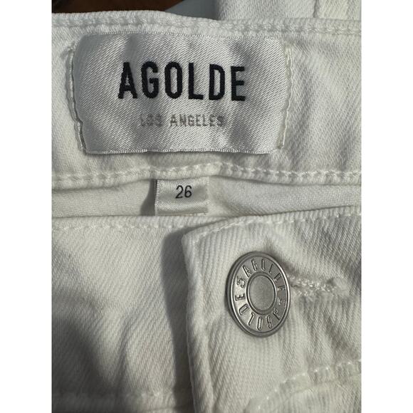 AGOLDE White High-Rise Straight Jeans – Size 26 Ankle Length Minimalist Classic - Picture 4 of 8